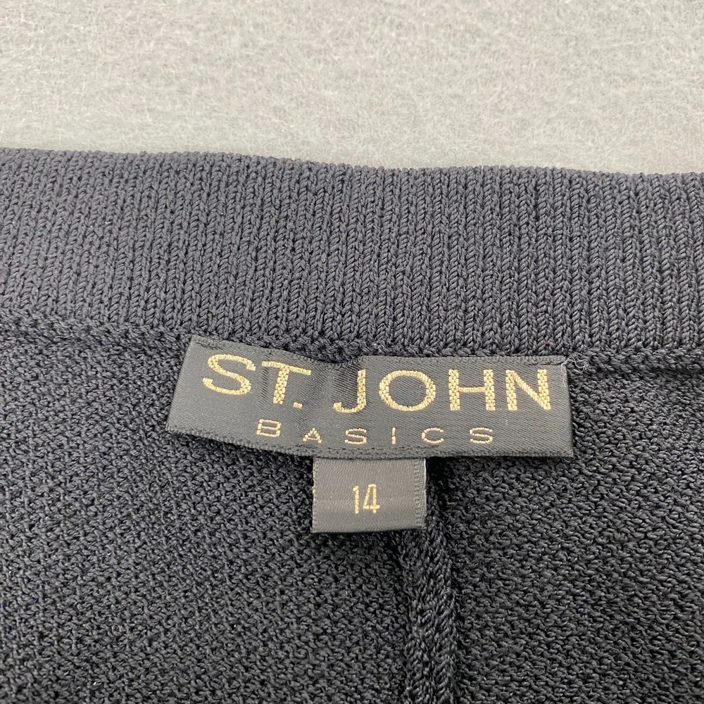 ST. John Basics Knit Cardigan Pants Set Black Womens 14 full zip - Picture 7 of 16